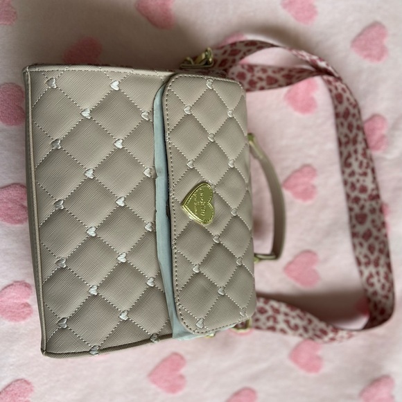 Betsey Johnson Handbags - Betsey Johnson Beige Quilted Crossbody Bag